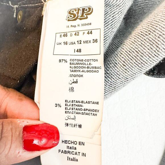 Oltre Italy Slim Skinny Black Charcoal Denim Jeans Size 12 - Picture 7 of 10